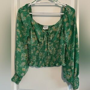 Sienna Sky Green Floral Smocked Top